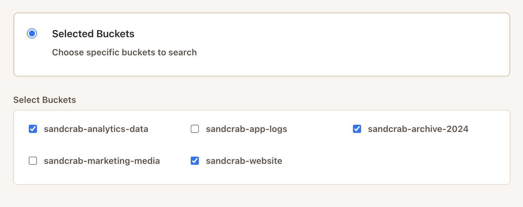 SandCrab Select Buckets